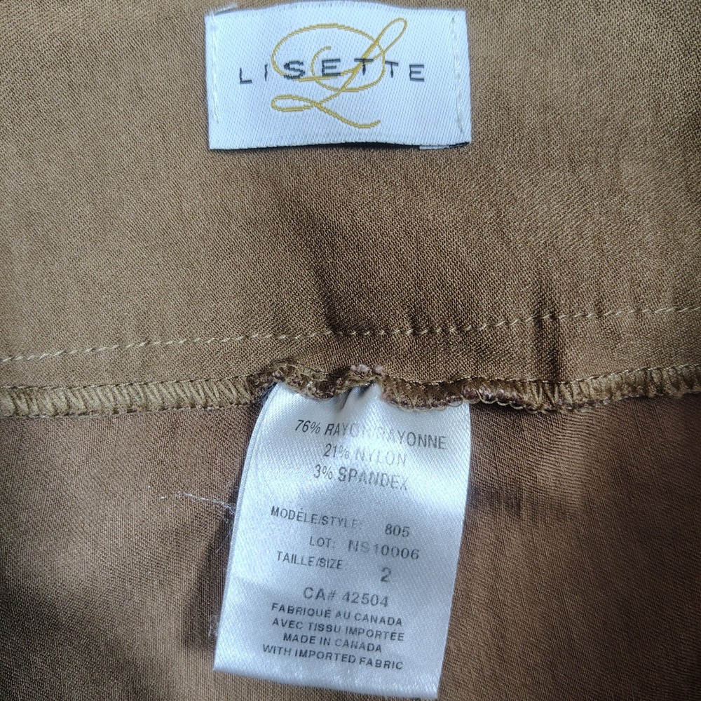 Lisette L Montreal Pants Women 2 Brown Slim Fit Pull On Solid Rayon Blend 805 - Picture 3 of 8
